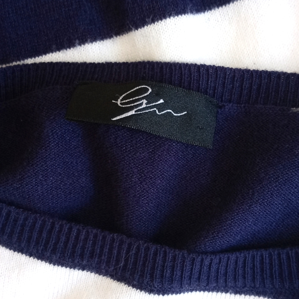 Cyrus Navy & White Stripe Sailing Yacht/ Boat Long Sleeve Nylon Blend Sweater M - Picture 2 of 13